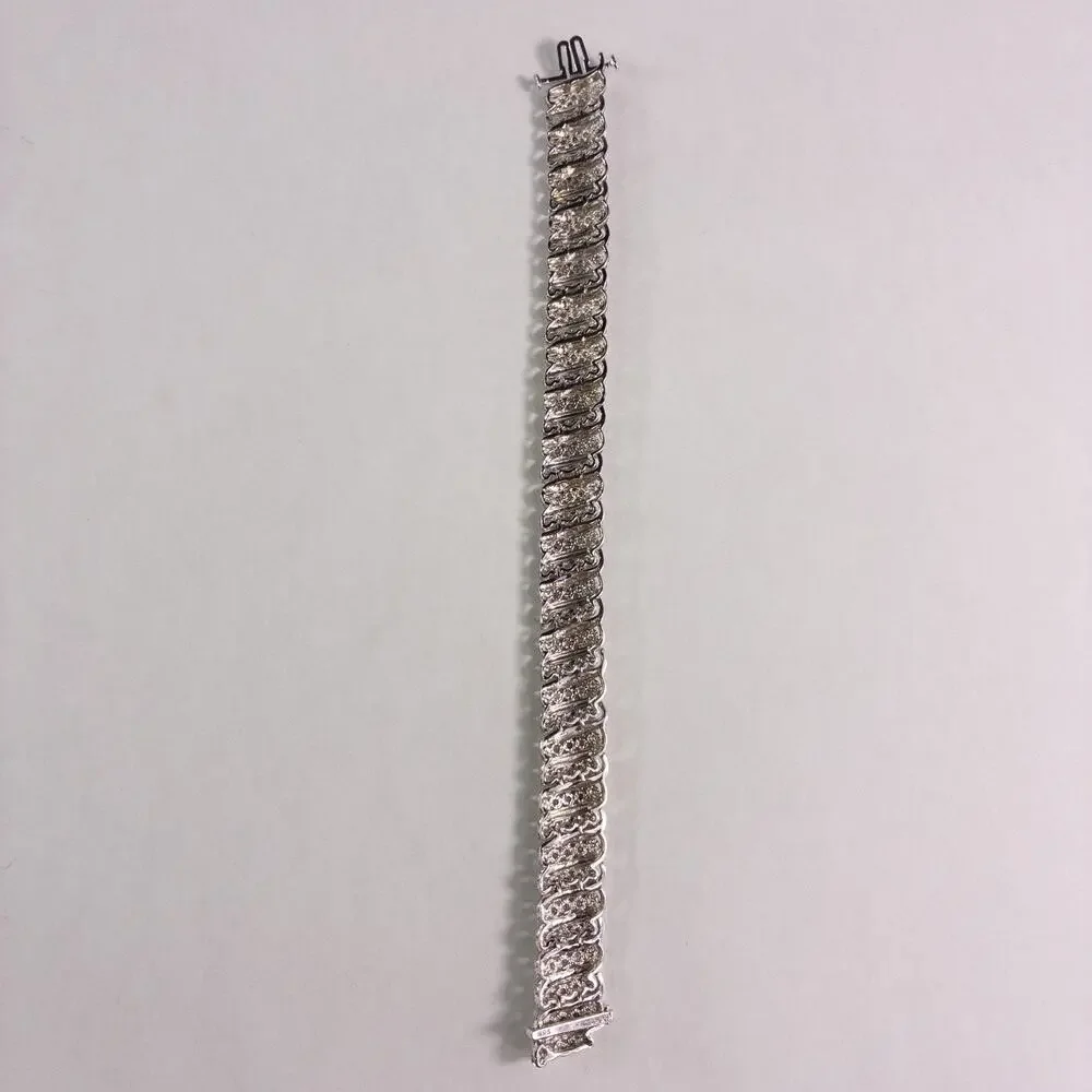 JWBR Renaissance 925 Sterling Silver and Diamond Tennis Bracelet 7.25 " w/Box - Picture 7 of 10